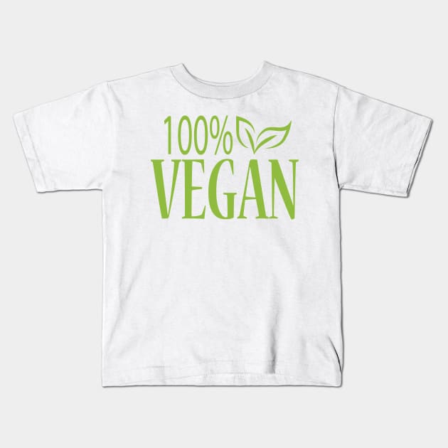 100% Vegan Design Kids T-Shirt by JevLavigne